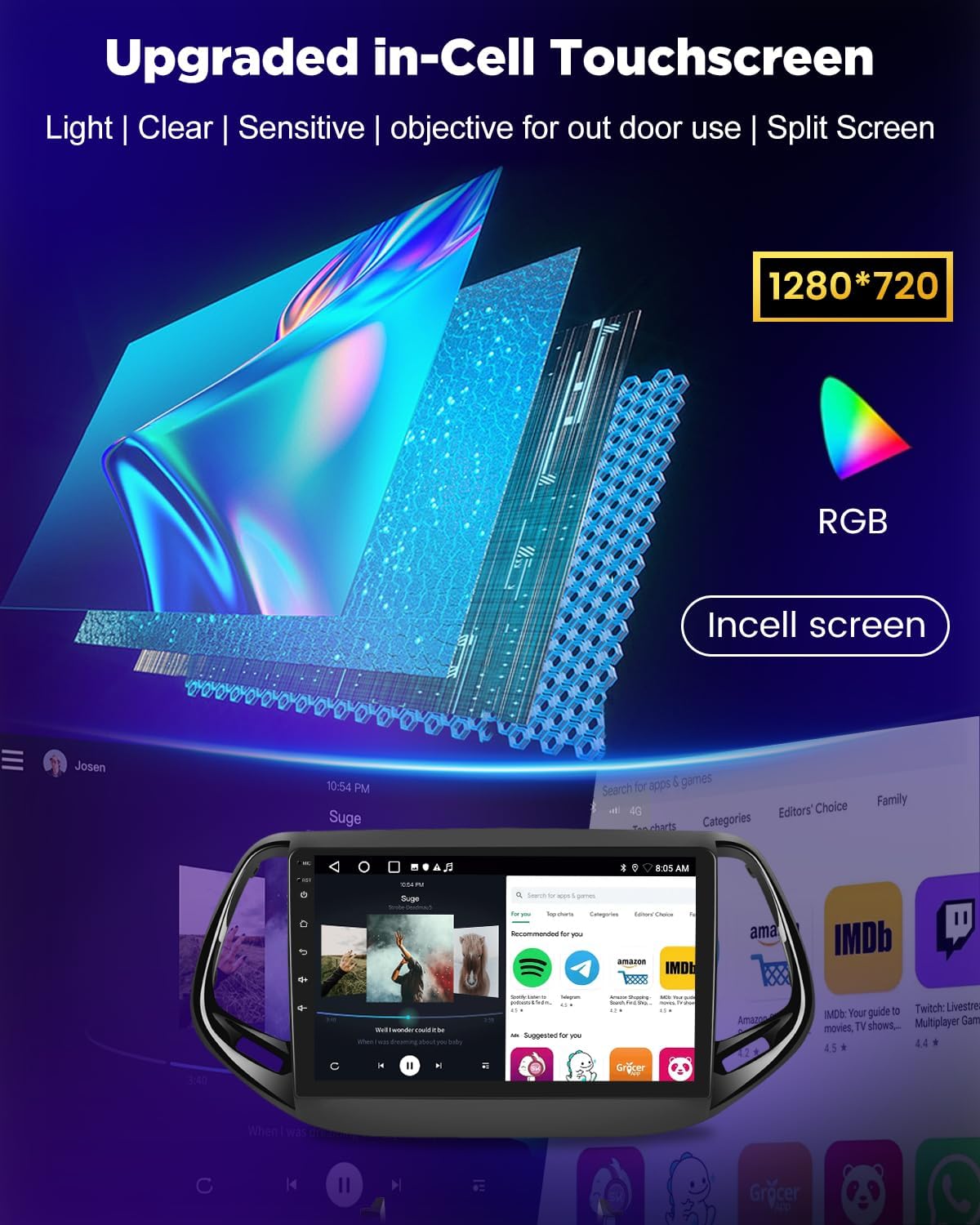 Nhopeew Autoradio Android per Jeep Compass 2017-2019 - immagine 7