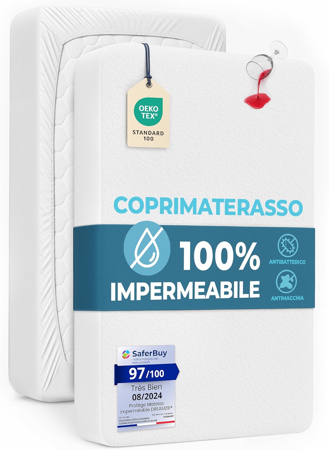 Dreamzie Coprimaterasso Matrimoniale Impermeabile 200x200cm - immagine 1