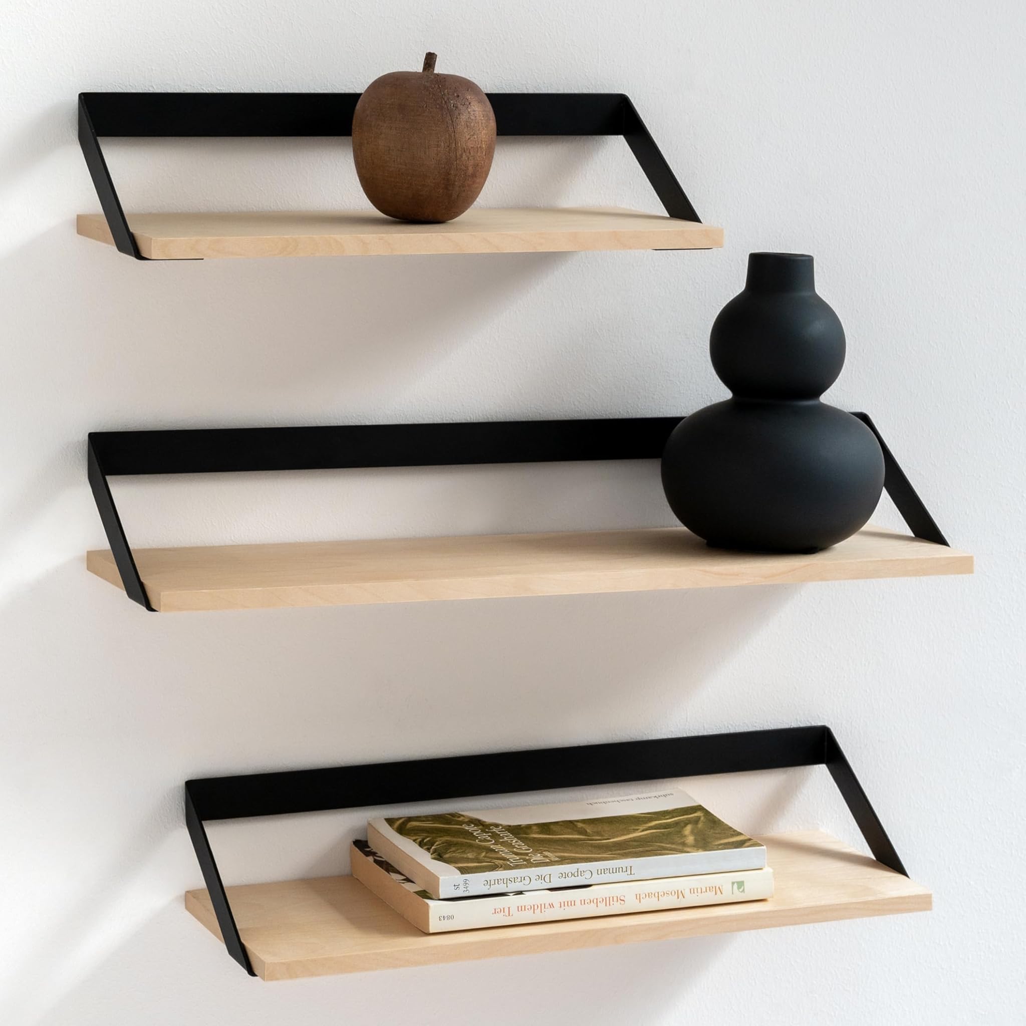 Kazai. Mensole -Finn- Set 3 Pezzi Metallo e Legno