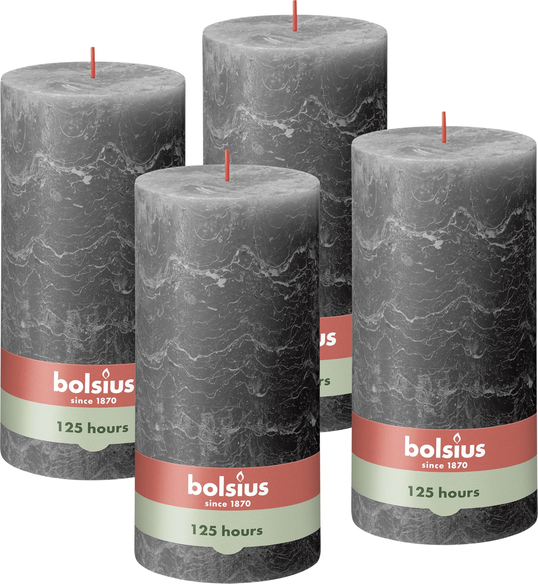 Bolsius Rustik Candela XXL Antracite - Set 4 Pezzi