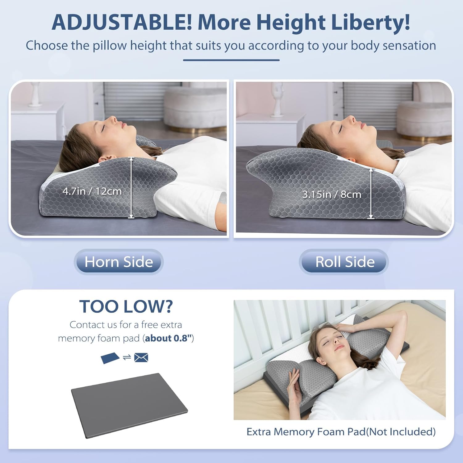 Homca Cuscino Ortopedico Memory Foam Ergonomico 60x35cm - immagine 5