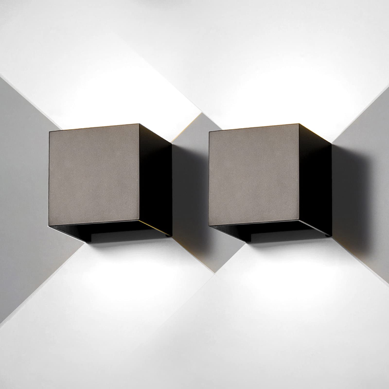 Applique da Parete Esterno LED 12W, 2 Pezzi Nero