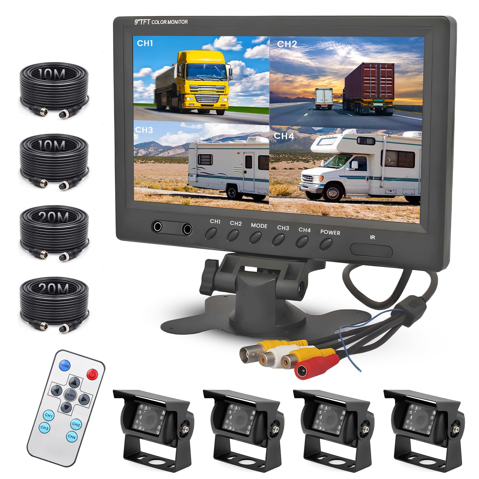 Telecamera di Retromarcia Set 4 Telecamere 9'' Monitor