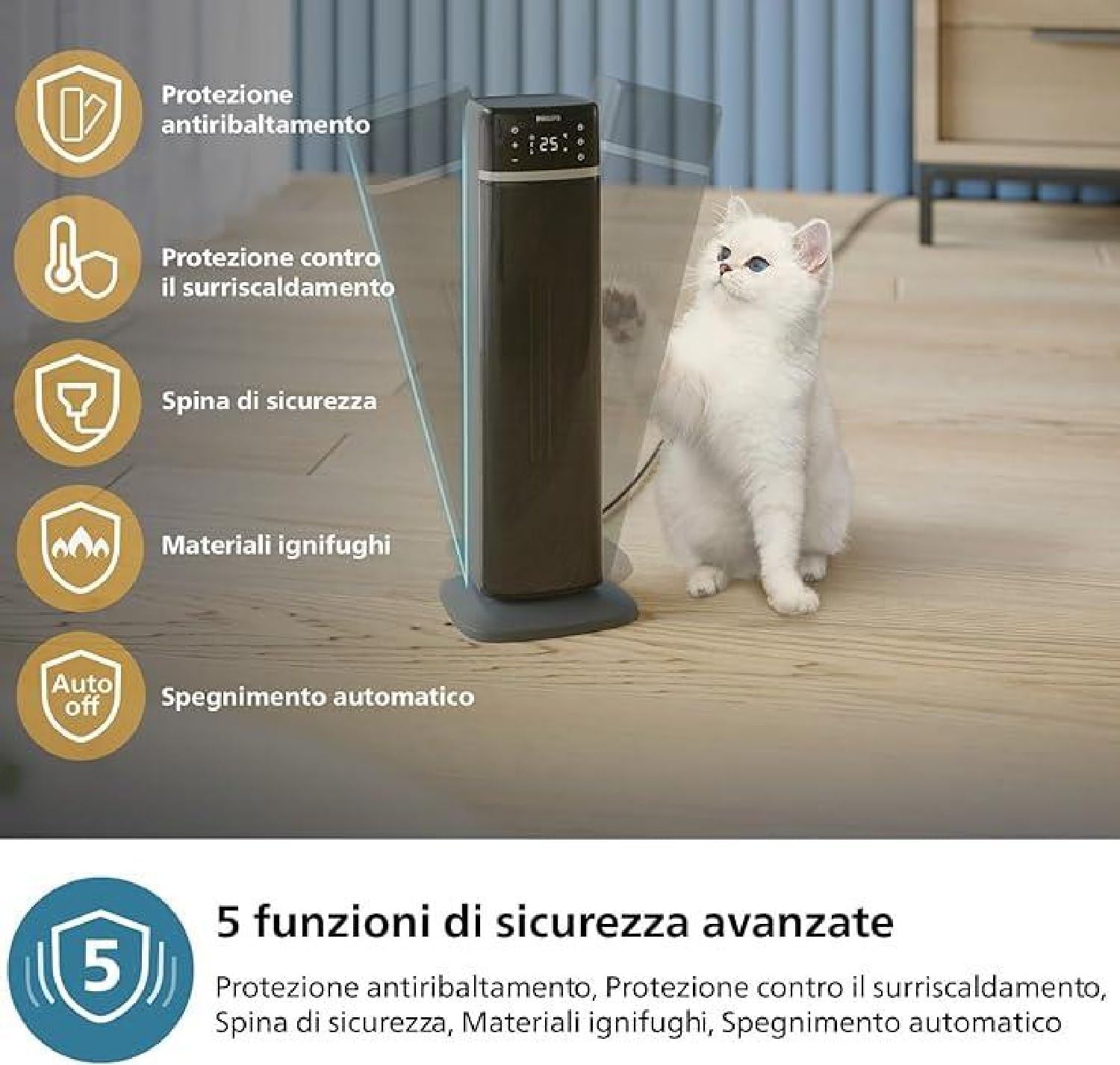 Philips Termoventilatore Ceramica Serie 5000, Grigio e Nero - immagine 3