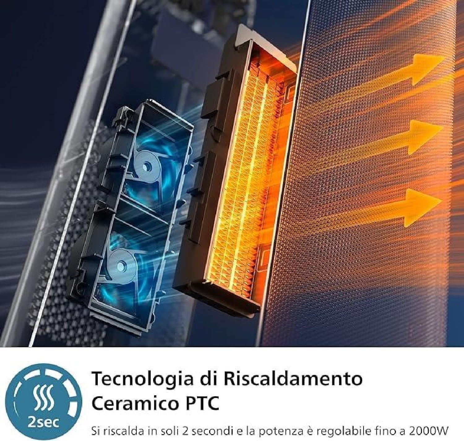 Philips Termoventilatore Ceramica Serie 5000, Grigio e Nero - immagine 5