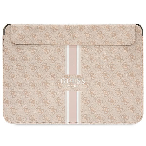 GUESS - CUSTODIA PER COMPUTER PU 4G CON RIGHE STAMPATE - ROSA, Rosa