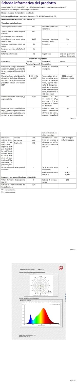 Mantolite Lampada da Parete LED Dimmerabile 40CM 10W - immagine 13