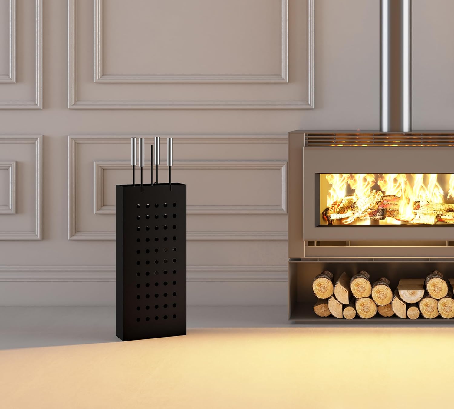 Set Attrezzi Camino 4 Pezzi con Secchio Rettangolare - immagine 10