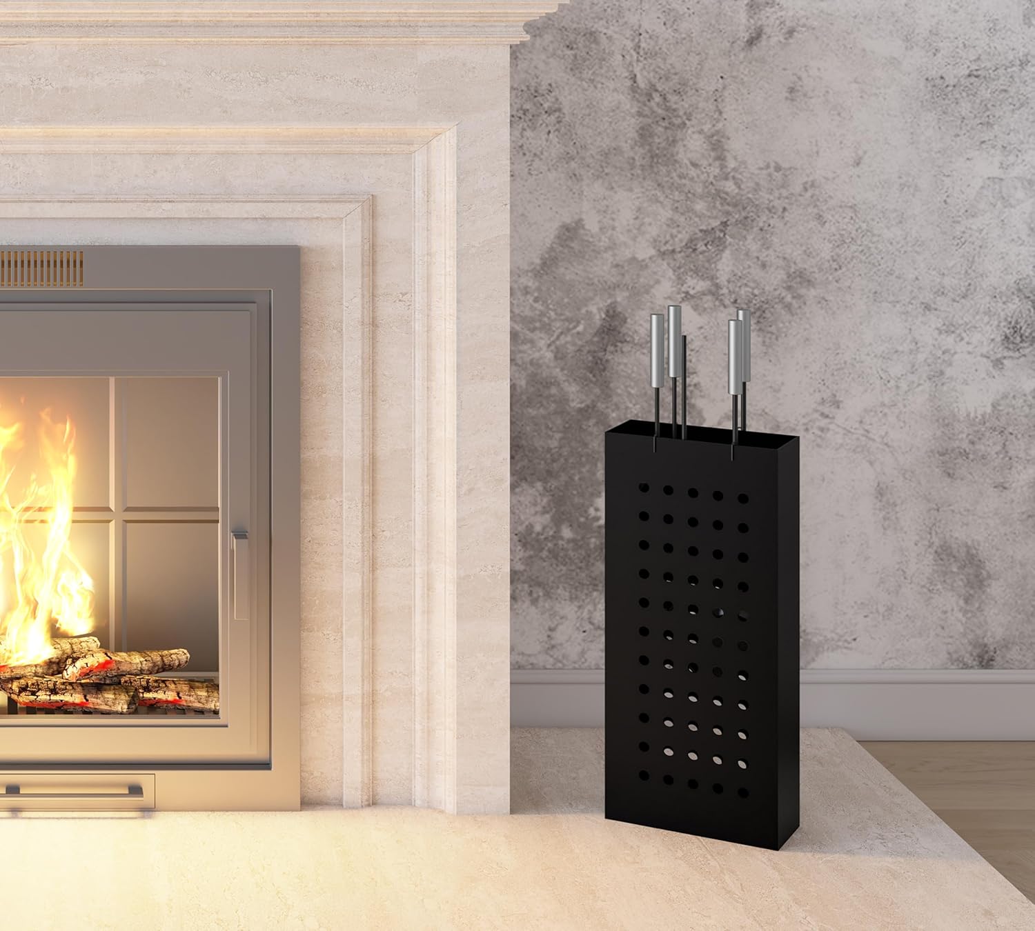 Set Attrezzi Camino 4 Pezzi con Secchio Rettangolare - immagine 2