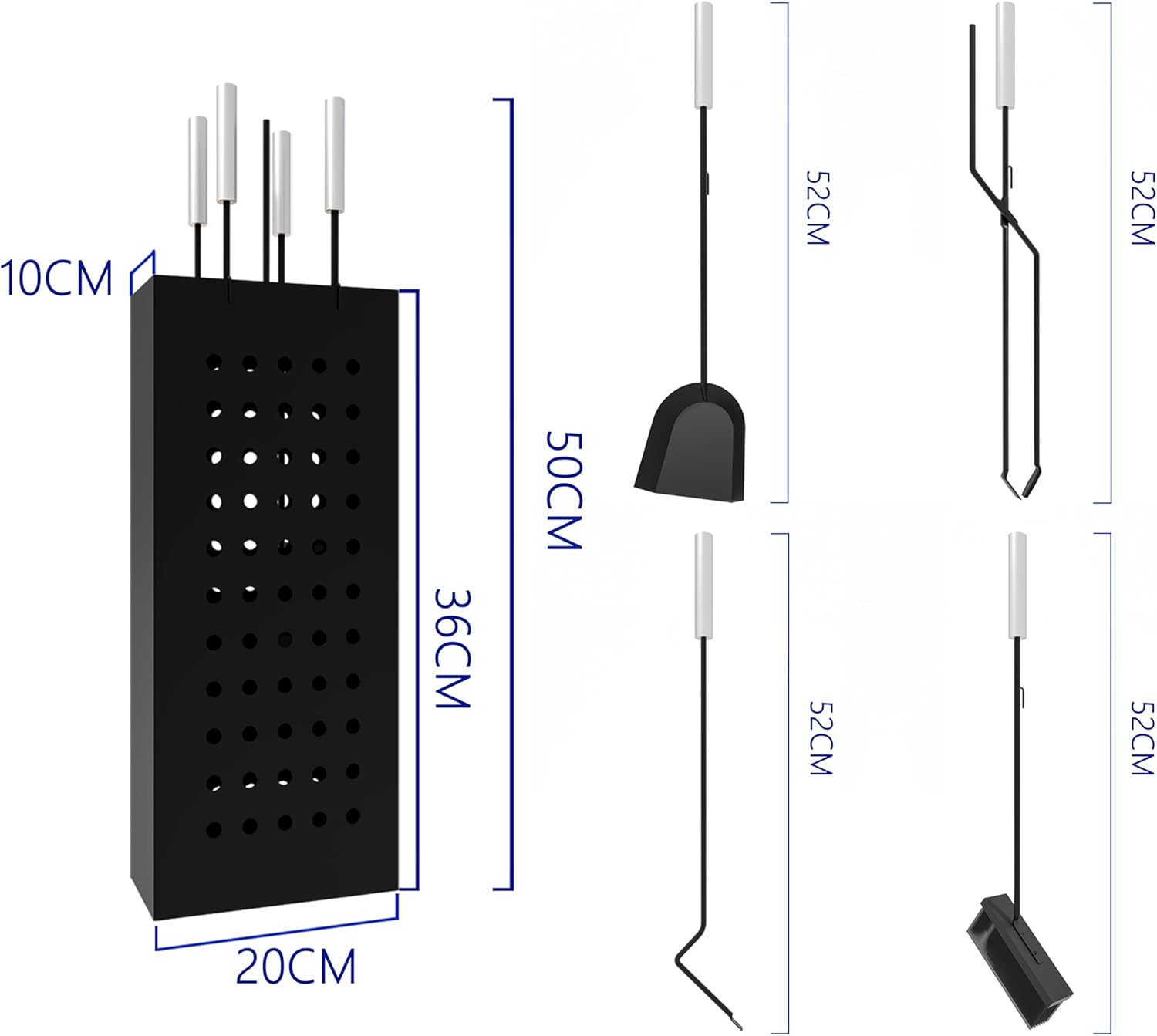 Set Attrezzi Camino 4 Pezzi con Secchio Rettangolare - immagine 3