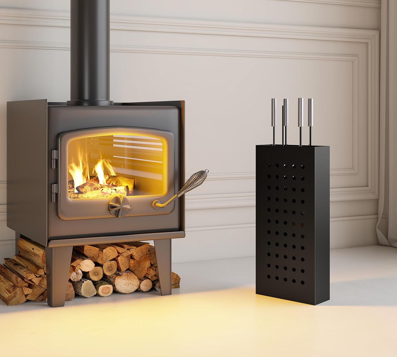 Set Attrezzi Camino 4 Pezzi con Secchio Rettangolare - immagine 5