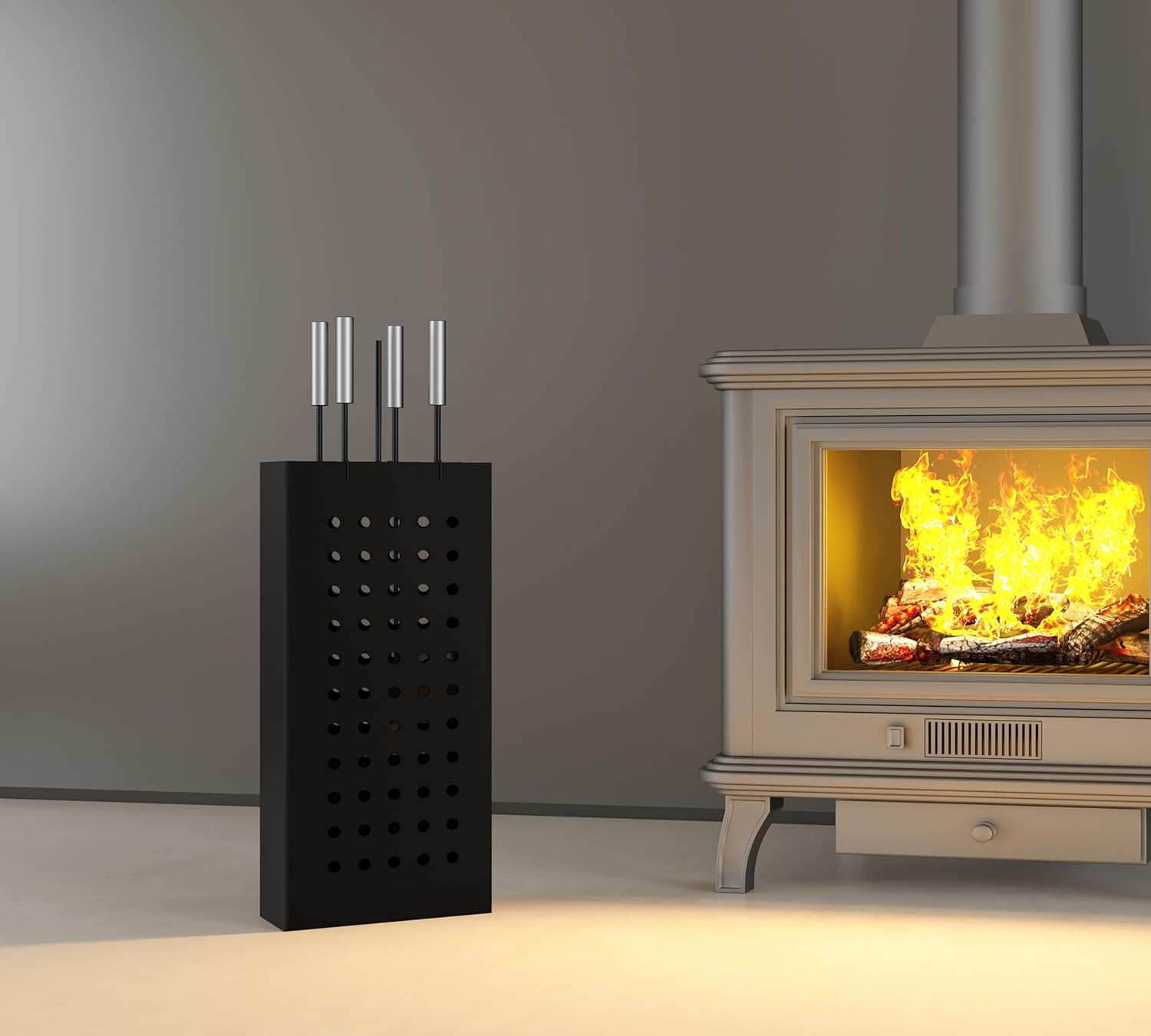 Set Attrezzi Camino 4 Pezzi con Secchio Rettangolare - immagine 8