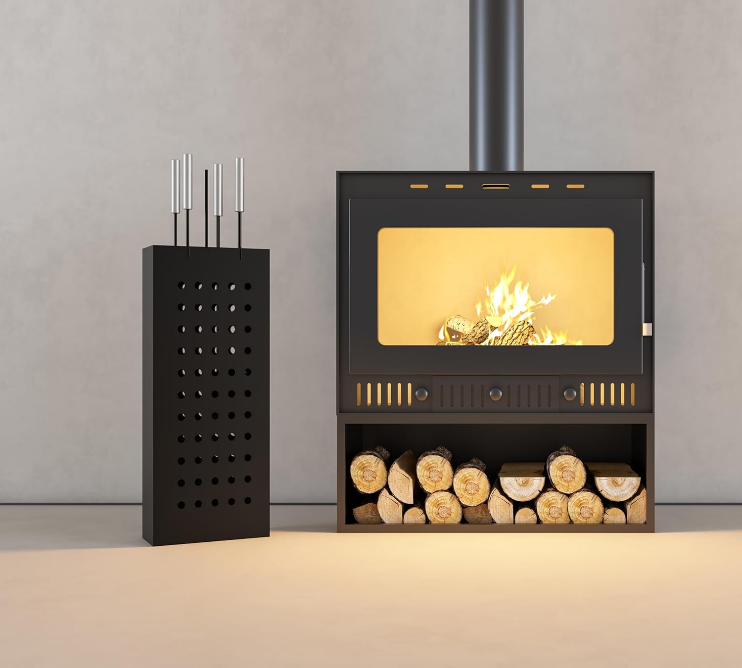 Set Attrezzi Camino 4 Pezzi con Secchio Rettangolare - immagine 9