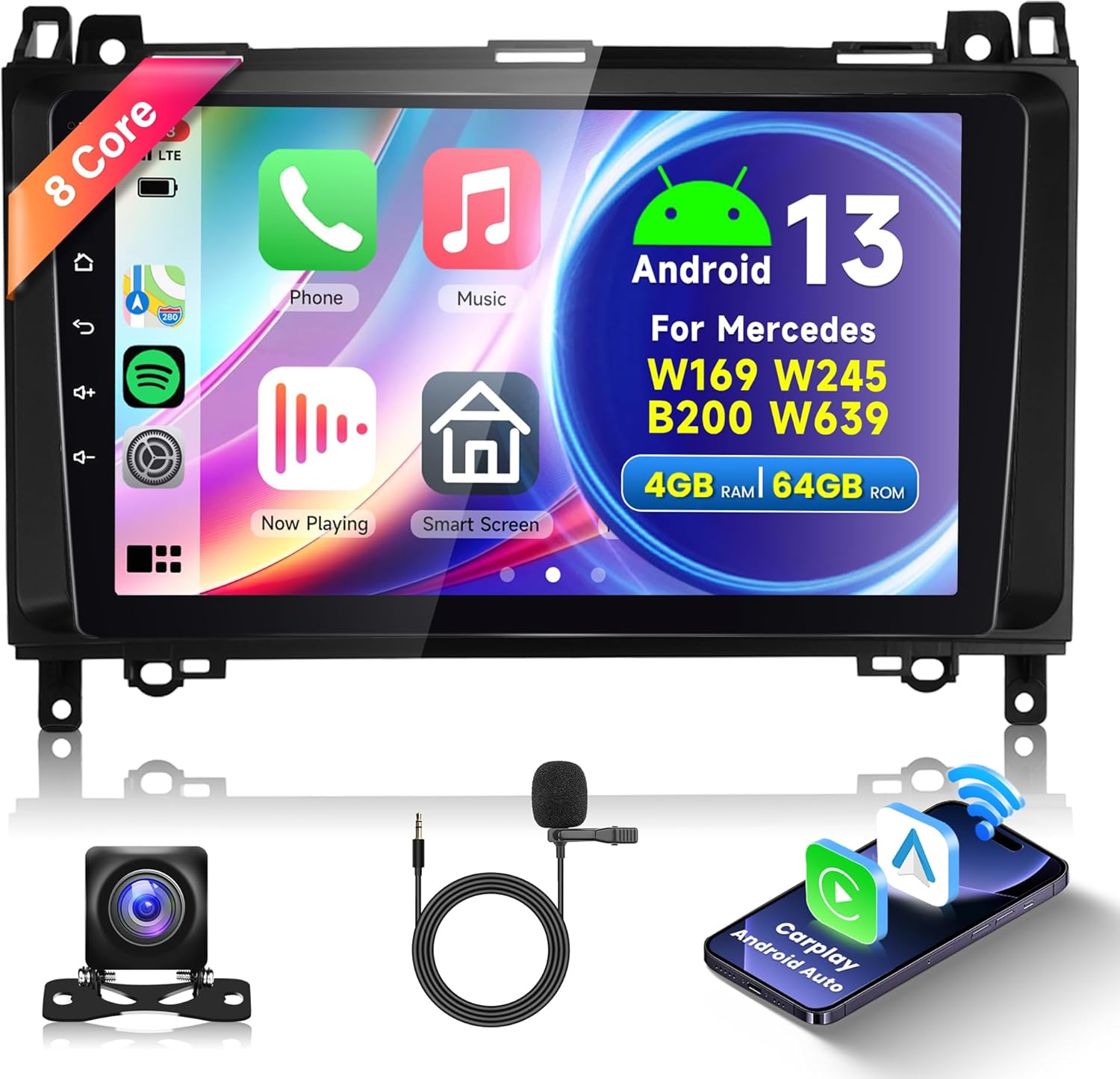 Autoradio Android 13 Wireless Carplay 9 pollici - immagine 1