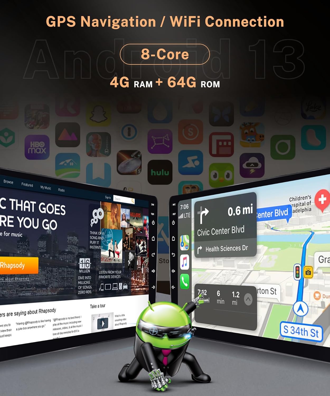 Autoradio Android 13 Wireless Carplay 9 pollici - immagine 2