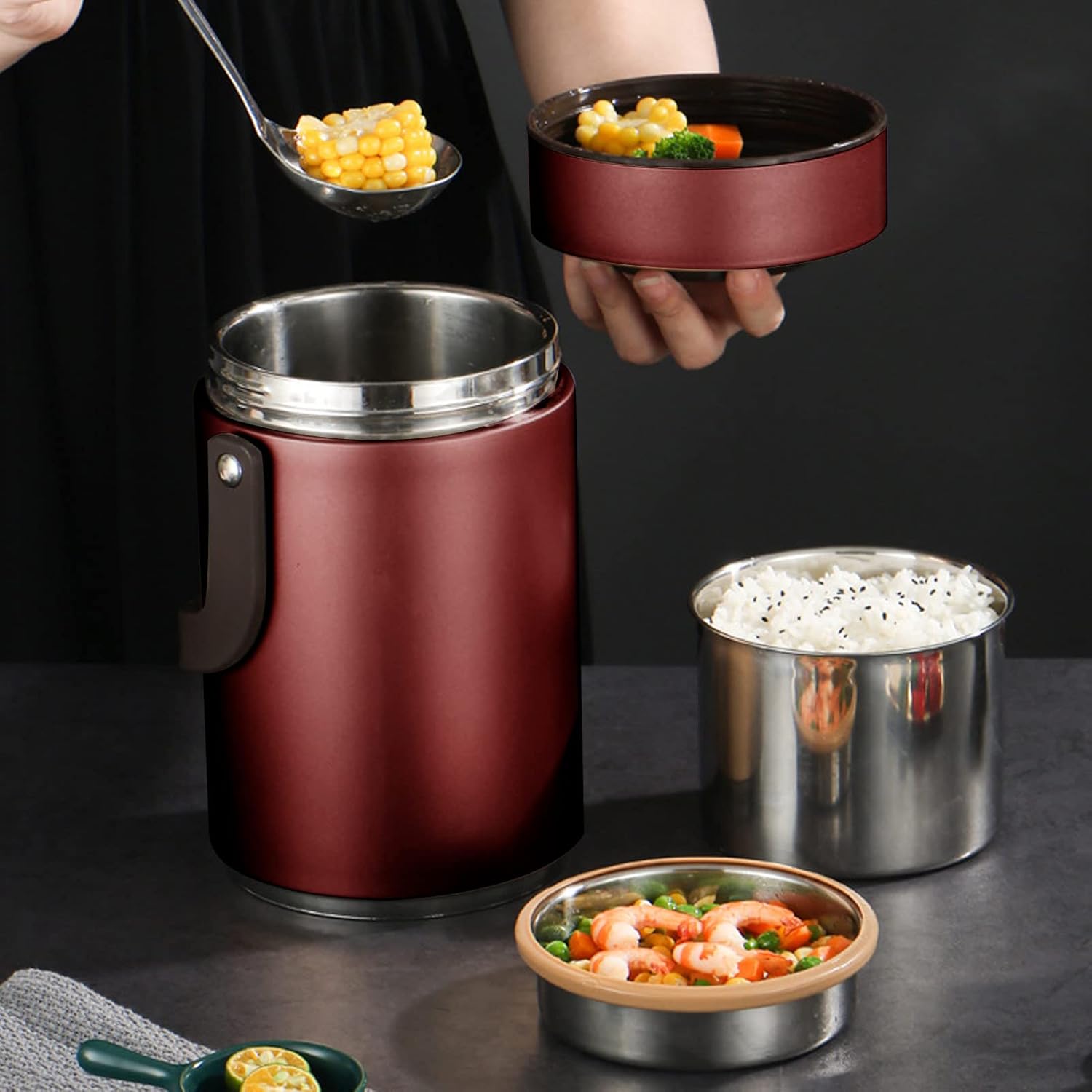 Buyweek Thermos per Alimenti Caldi 2000ml, Rosso - immagine 2