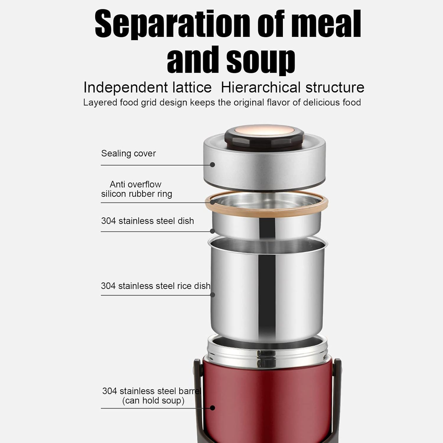 Buyweek Thermos per Alimenti Caldi 2000ml, Rosso - immagine 3