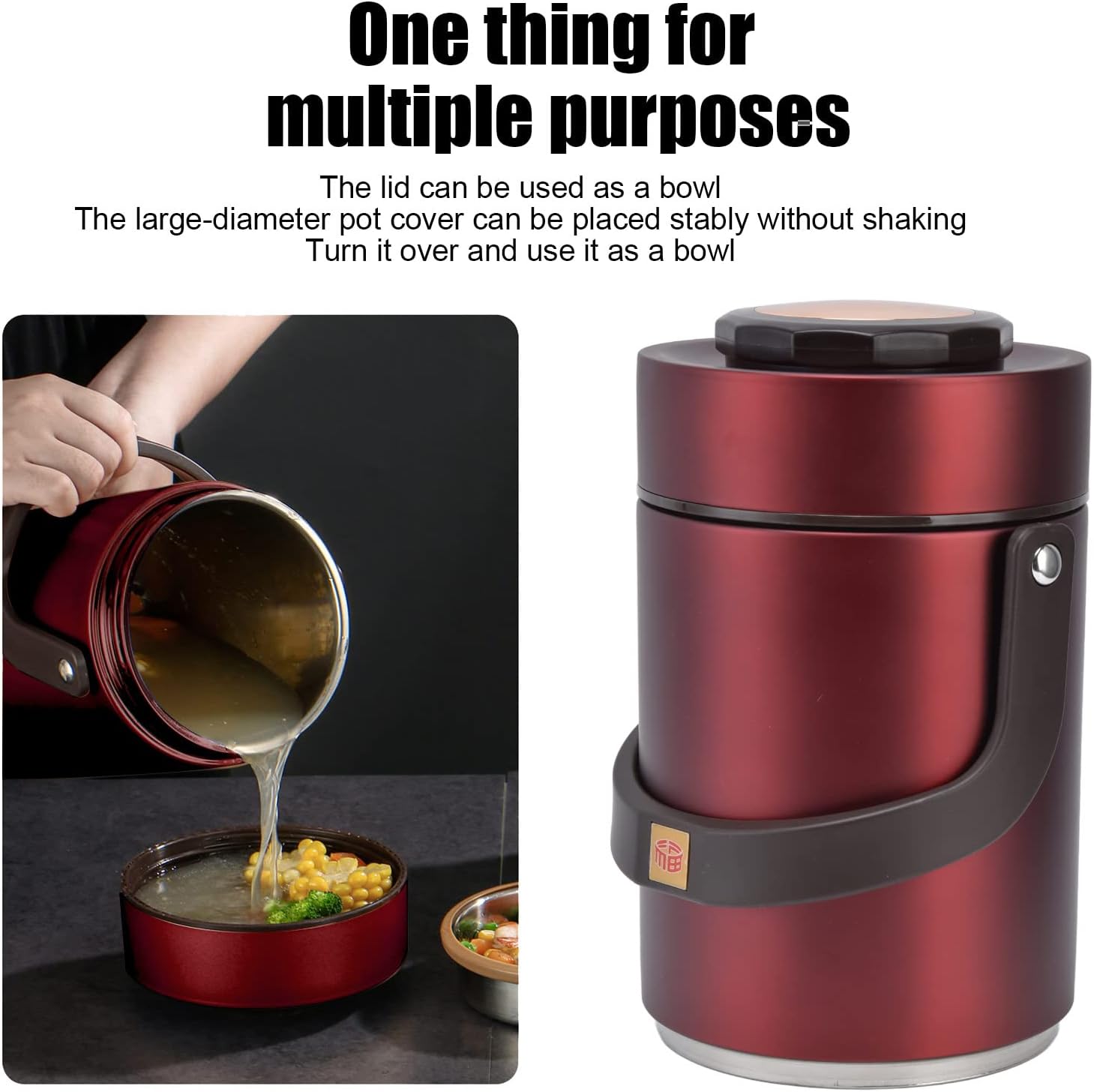 Buyweek Thermos per Alimenti Caldi 2000ml, Rosso - immagine 4