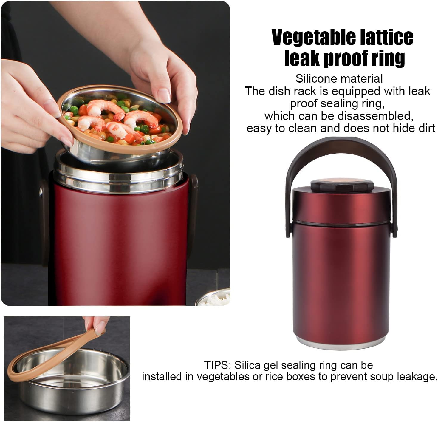 Buyweek Thermos per Alimenti Caldi 2000ml, Rosso - immagine 7