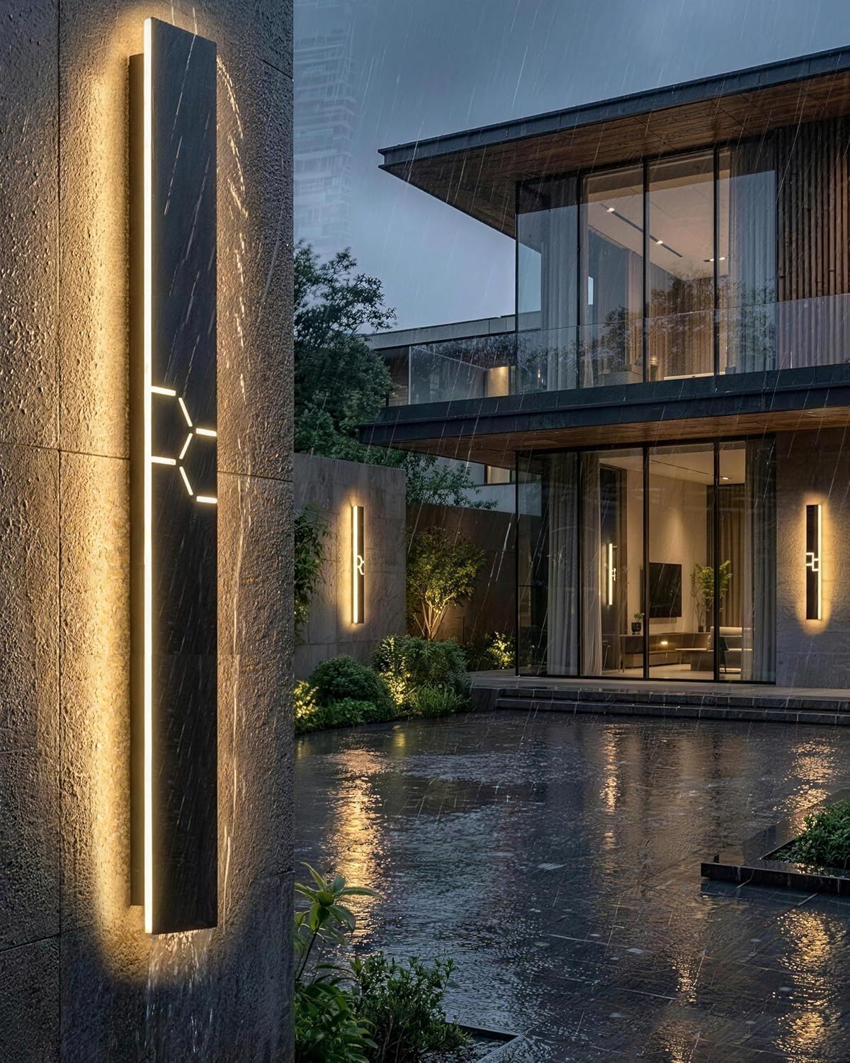 LED Applique da Parete Esterno/Interni Nera IP65 45W - immagine 3