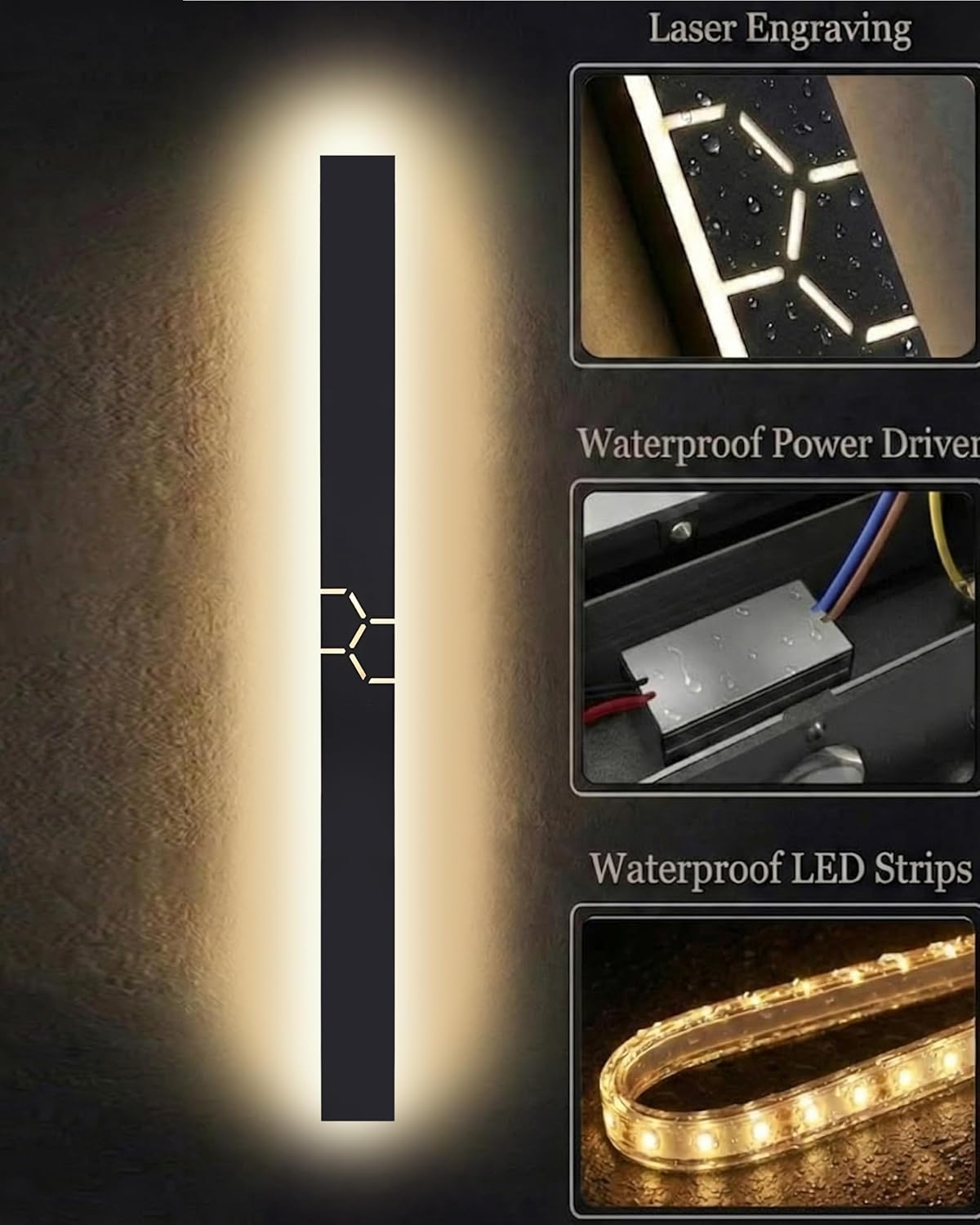 LED Applique da Parete Esterno/Interni Nera IP65 45W - immagine 5