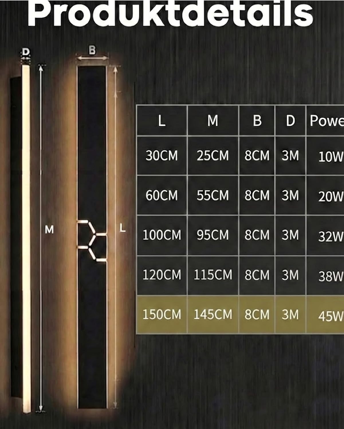 LED Applique da Parete Esterno/Interni Nera IP65 45W - immagine 6