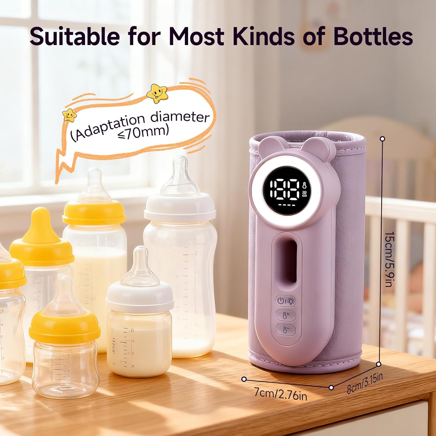 Scaldabiberon Portatile 10400 mAh, Viola - immagine 2