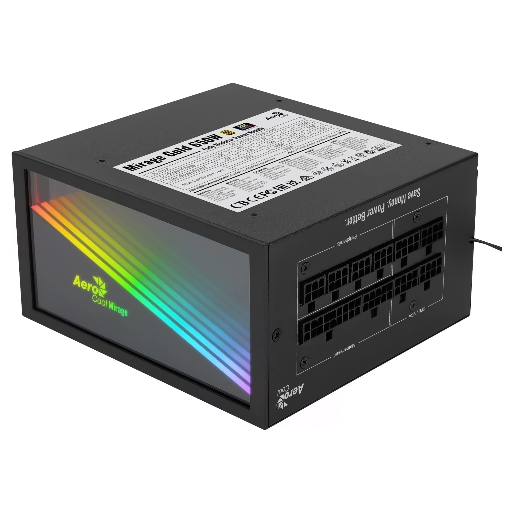 Aerocool MIRAGEGOLD 650W Alimentatore PC Modulare RGB
