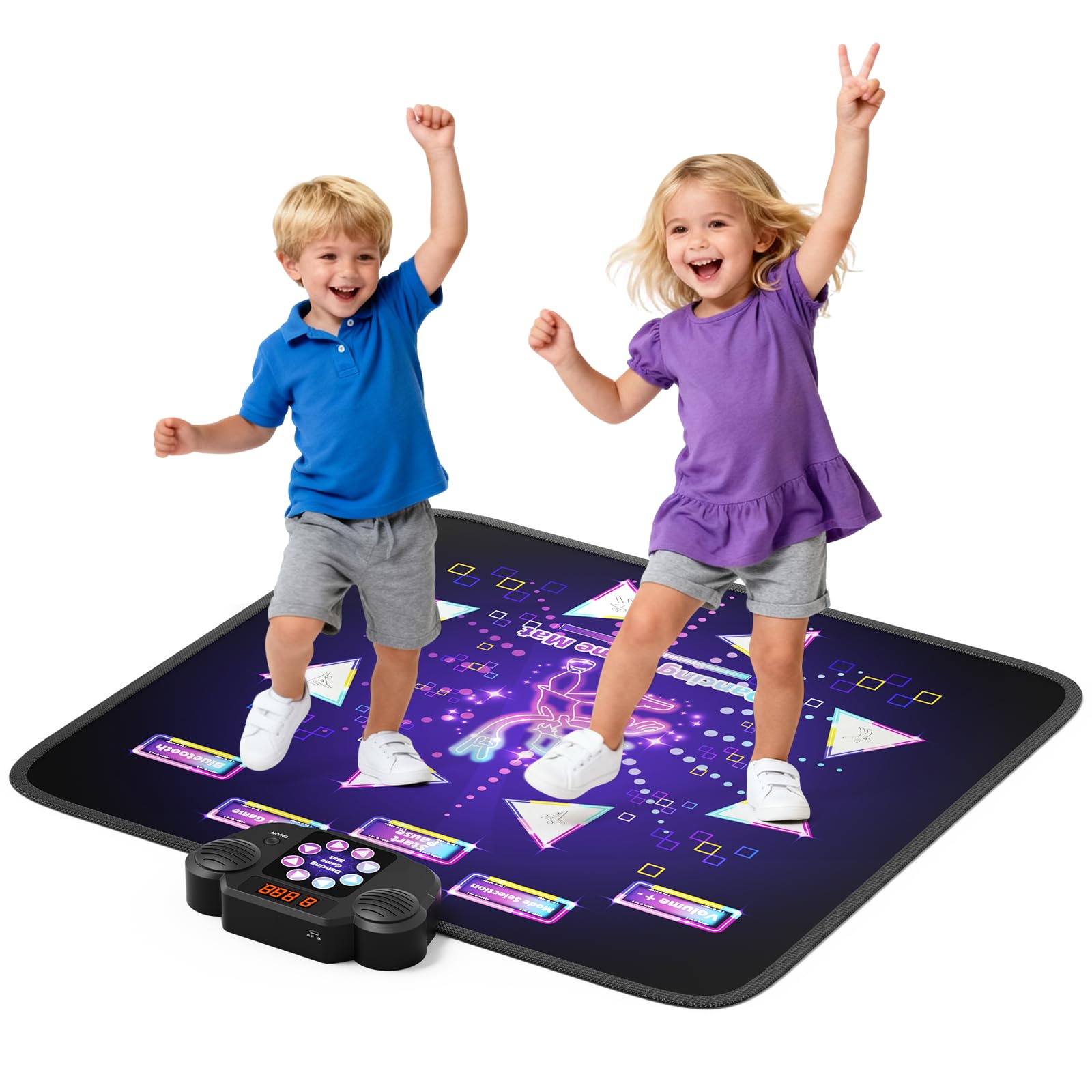 Tappetino da Ballo per Bambine di 3, 4, 5, 6, 7, 8, 9 Anni, Tappeto Ballo Bambina con 8 Frecce Colorate, Display LED Digitale per Il Punteggio E Varie modalità di Gioco (95 X 90 X 2 cm)