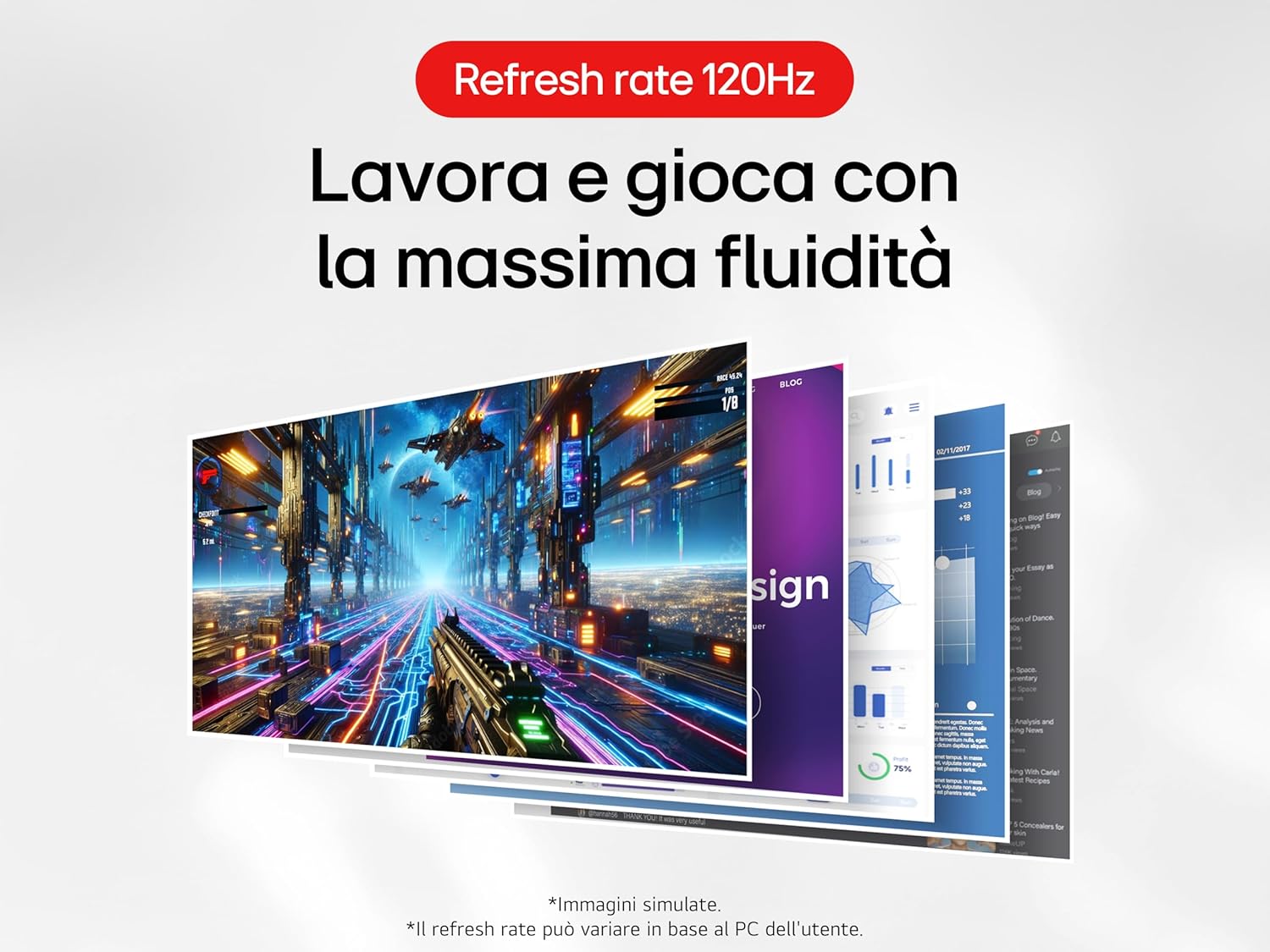 Lg 24U411A Monitor 24" Full HD IPS 120Hz, Nero - immagine 3