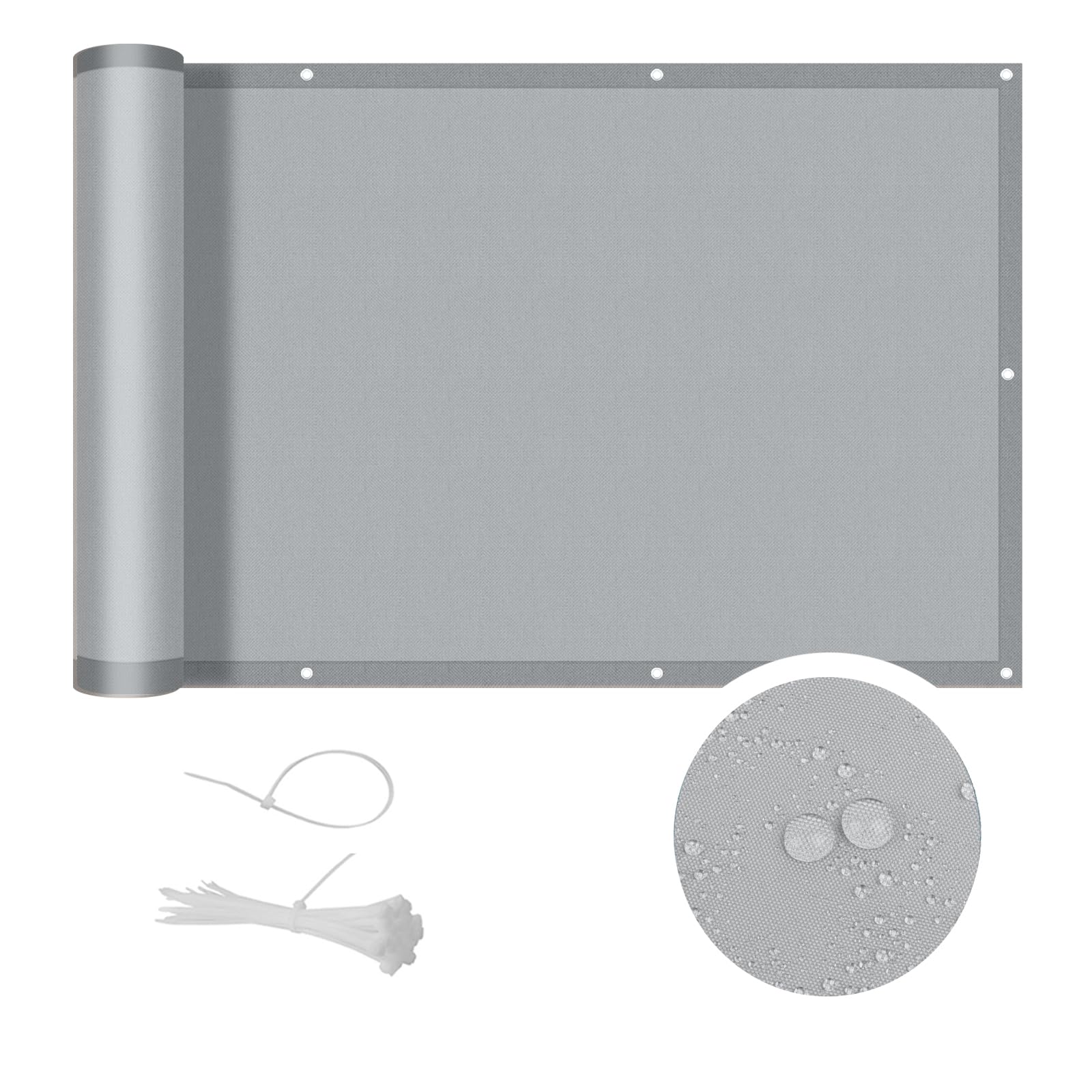 COOL AREA Frangivista Balcone in PES 90x1000cm, Grigio Chiaro