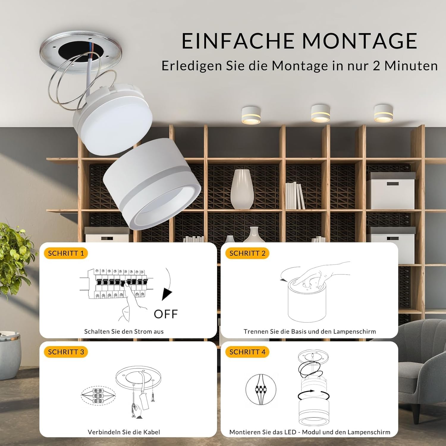 Hcfei Faretto da Incasso Bianco Extra Piatto e Orientabile - immagine 4