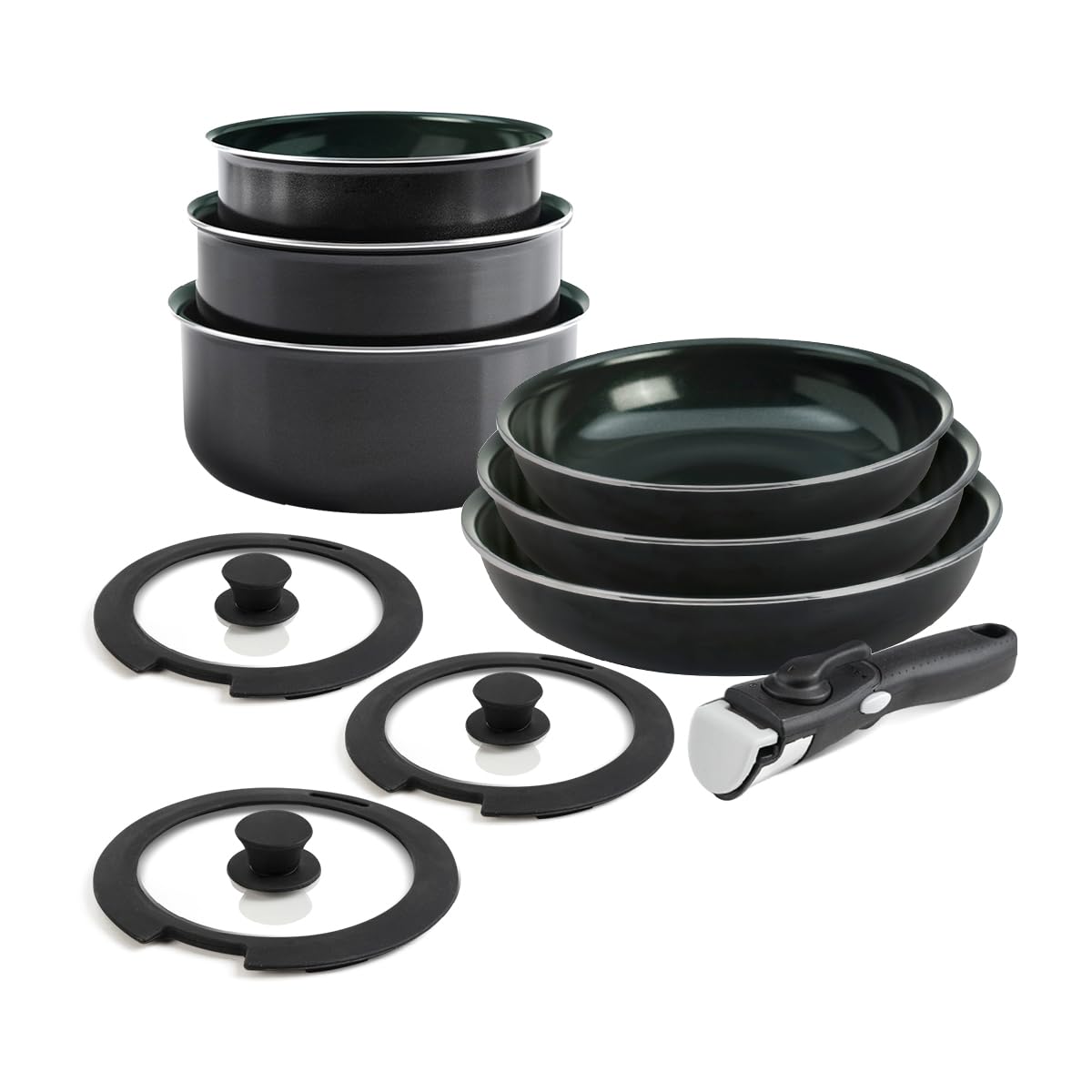 Qdesign Diamond - Set Pentole 10 Pezzi, Nero