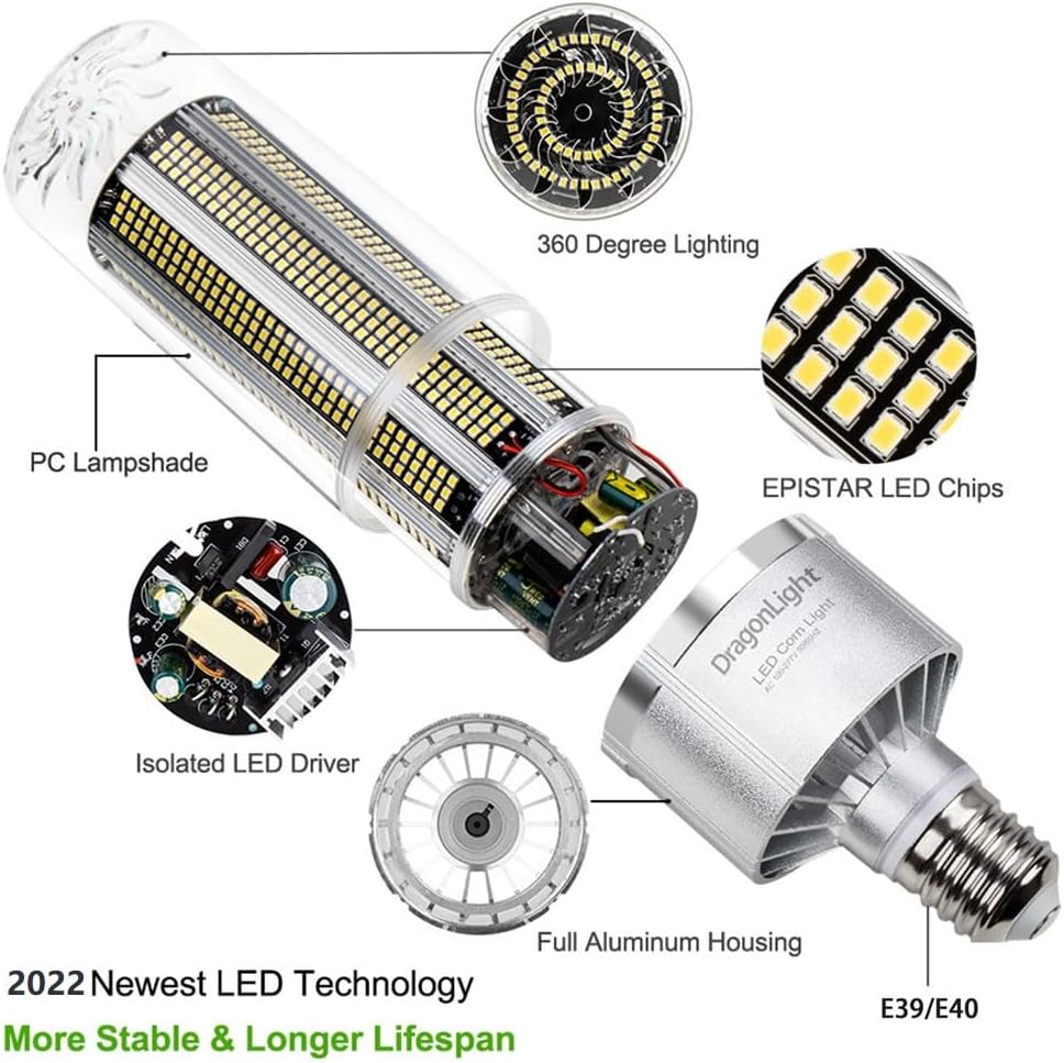 Dragonlight Lampadina LED Corn E40 240W 3000K - immagine 2