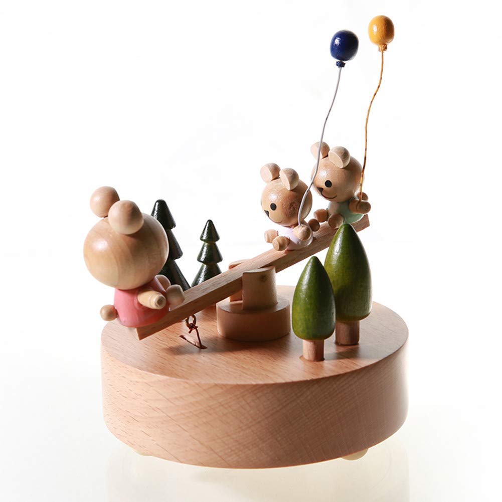 Chonor Carillon di Legno Artigianale - Orso Coniglio