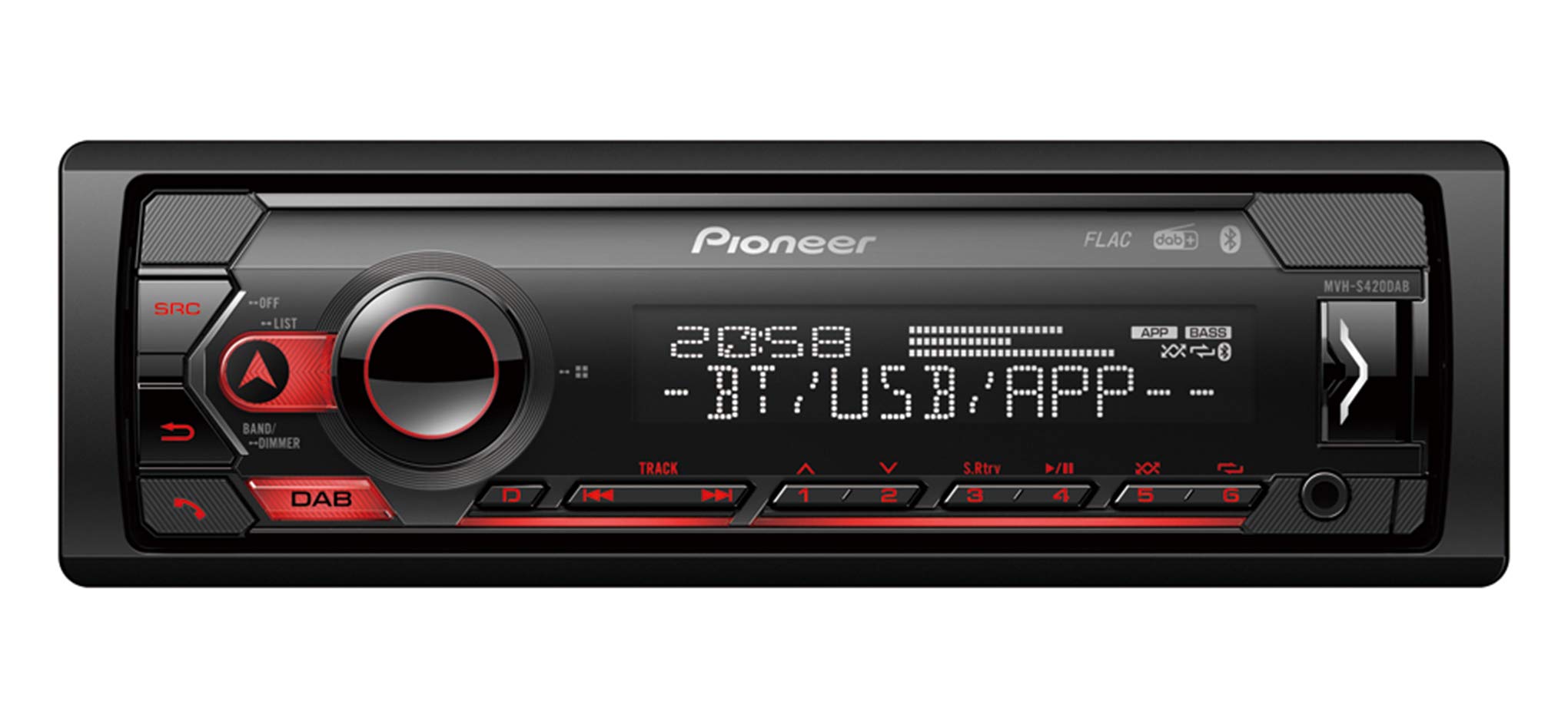 Pioneer MVH-S420DABAN - Autoradio 1DIN DAB+, rossa