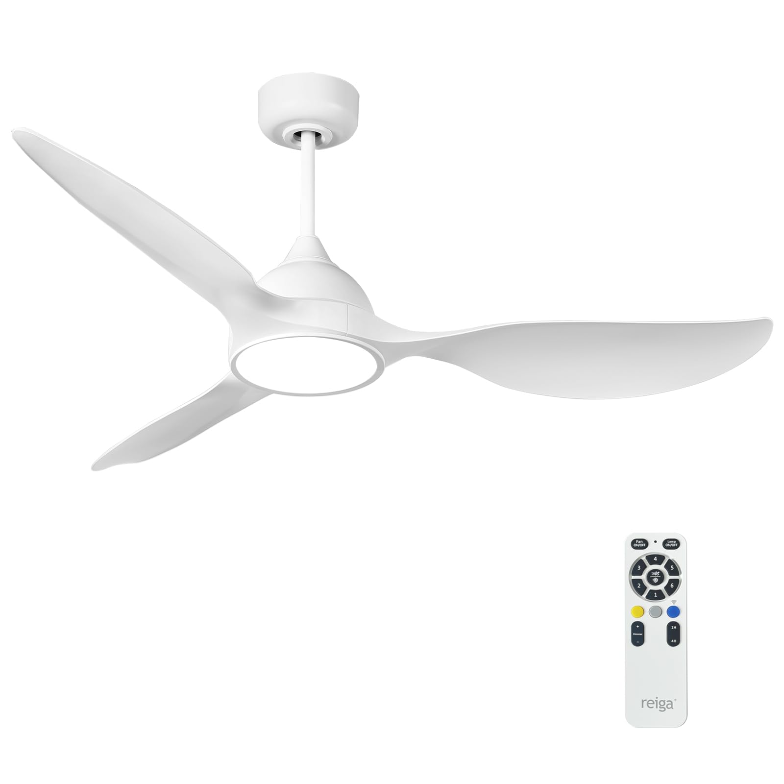 Reiga Ventilatore a Soffitto Bianco 132 cm con Luce