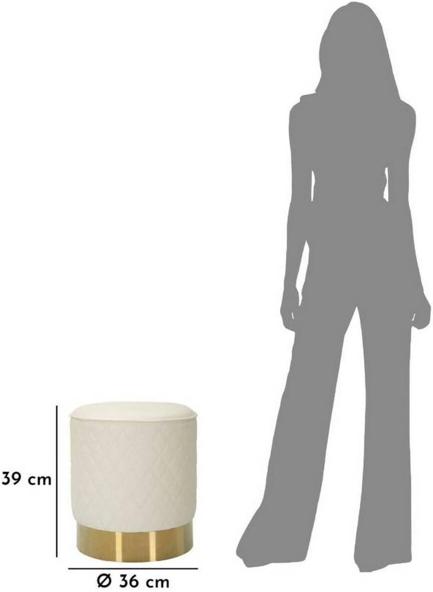 Dmora Pouf Uruguay - Poltrona Multiuso, Bianco e Oro - immagine 2