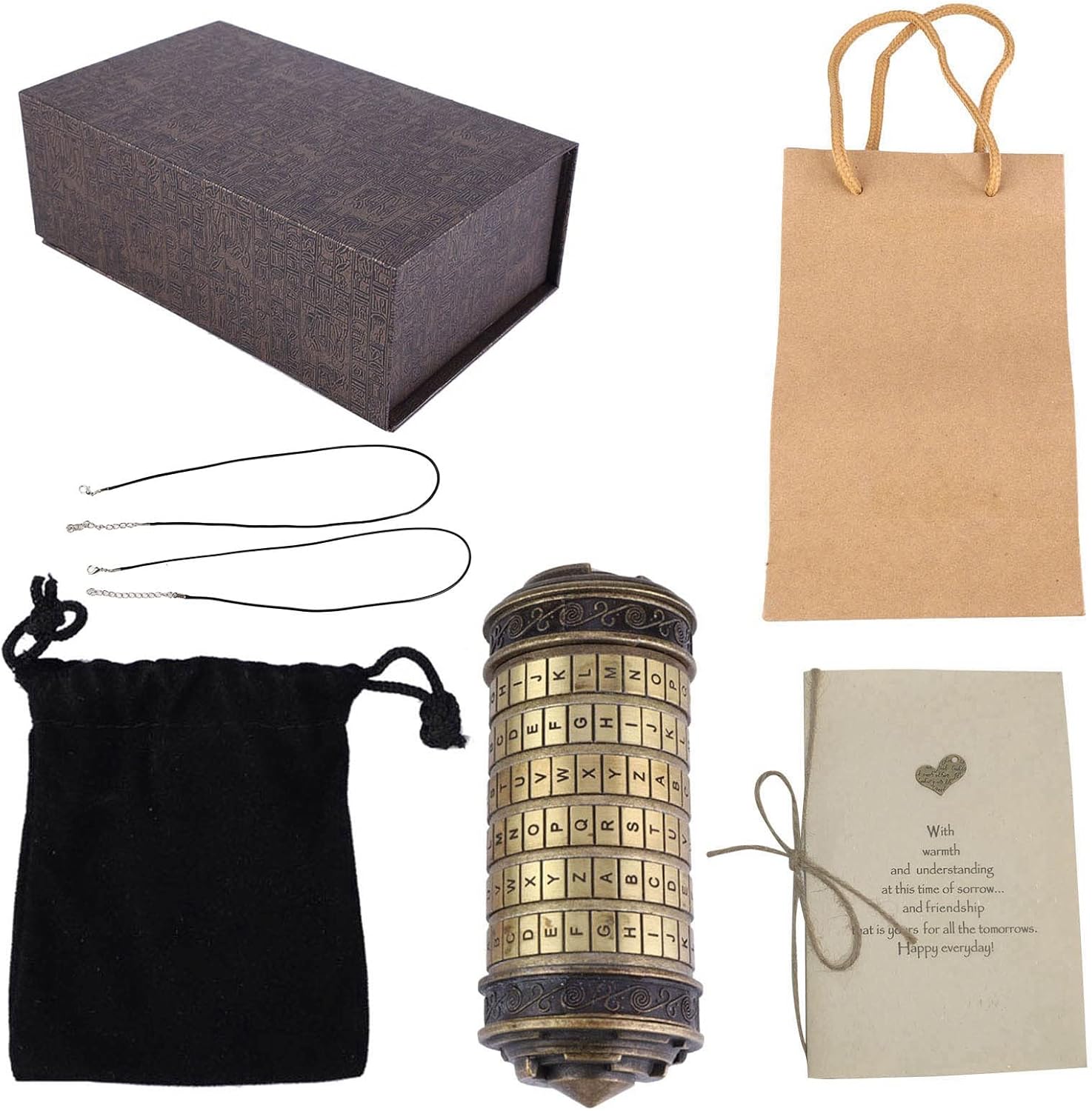 OUKENS Lucchetto Codice da Vinci, Lucchetto Mini Cryptex, Scatole Puzzle con Scomparti Nascosti Porta Anello Regalo Romantico Password Predefinita: ILOVEUBRegali di Compleanno Per Lei - immagine 3