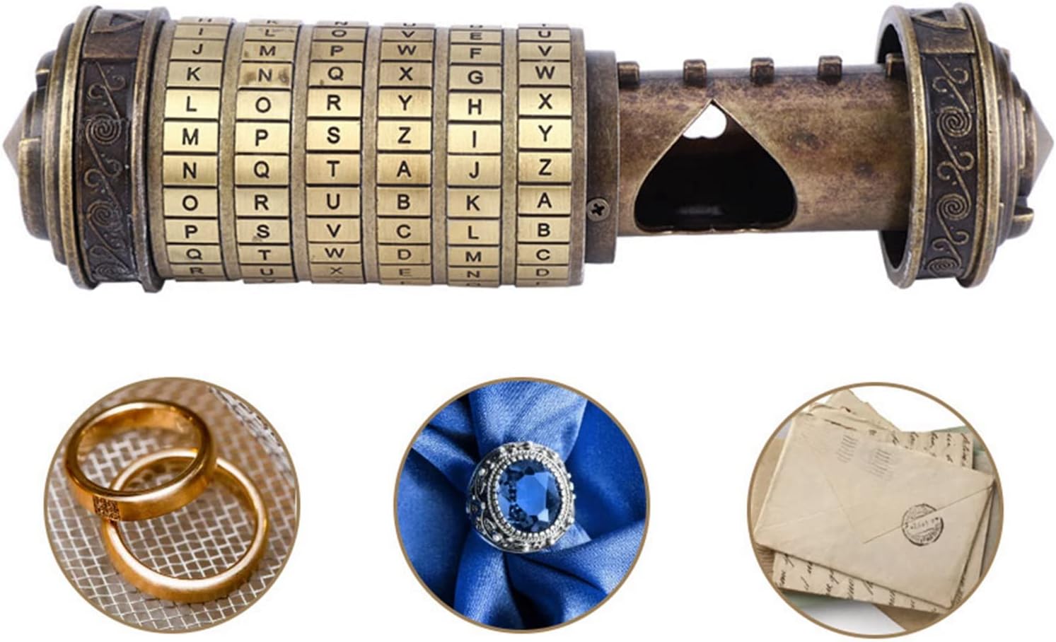 OUKENS Lucchetto Codice da Vinci, Lucchetto Mini Cryptex, Scatole Puzzle con Scomparti Nascosti Porta Anello Regalo Romantico Password Predefinita: ILOVEUBRegali di Compleanno Per Lei - immagine 4