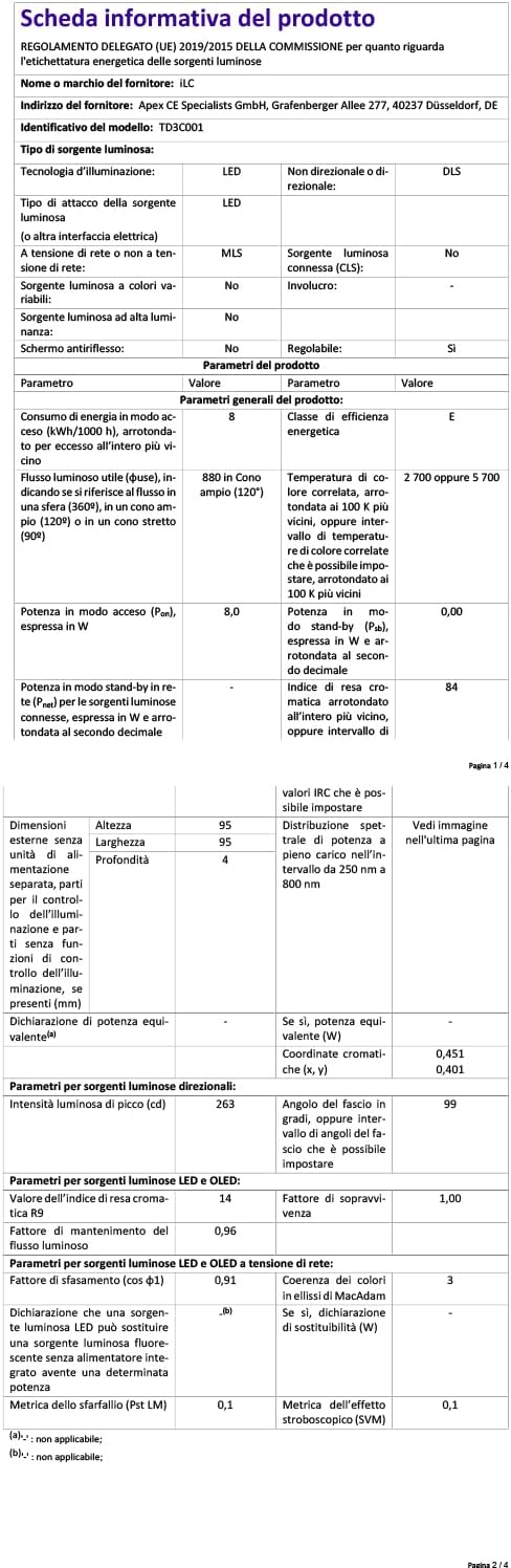 Ilc Faretti LED da Incasso 8W, Compatibile Alexa (6 pz) - immagine 13