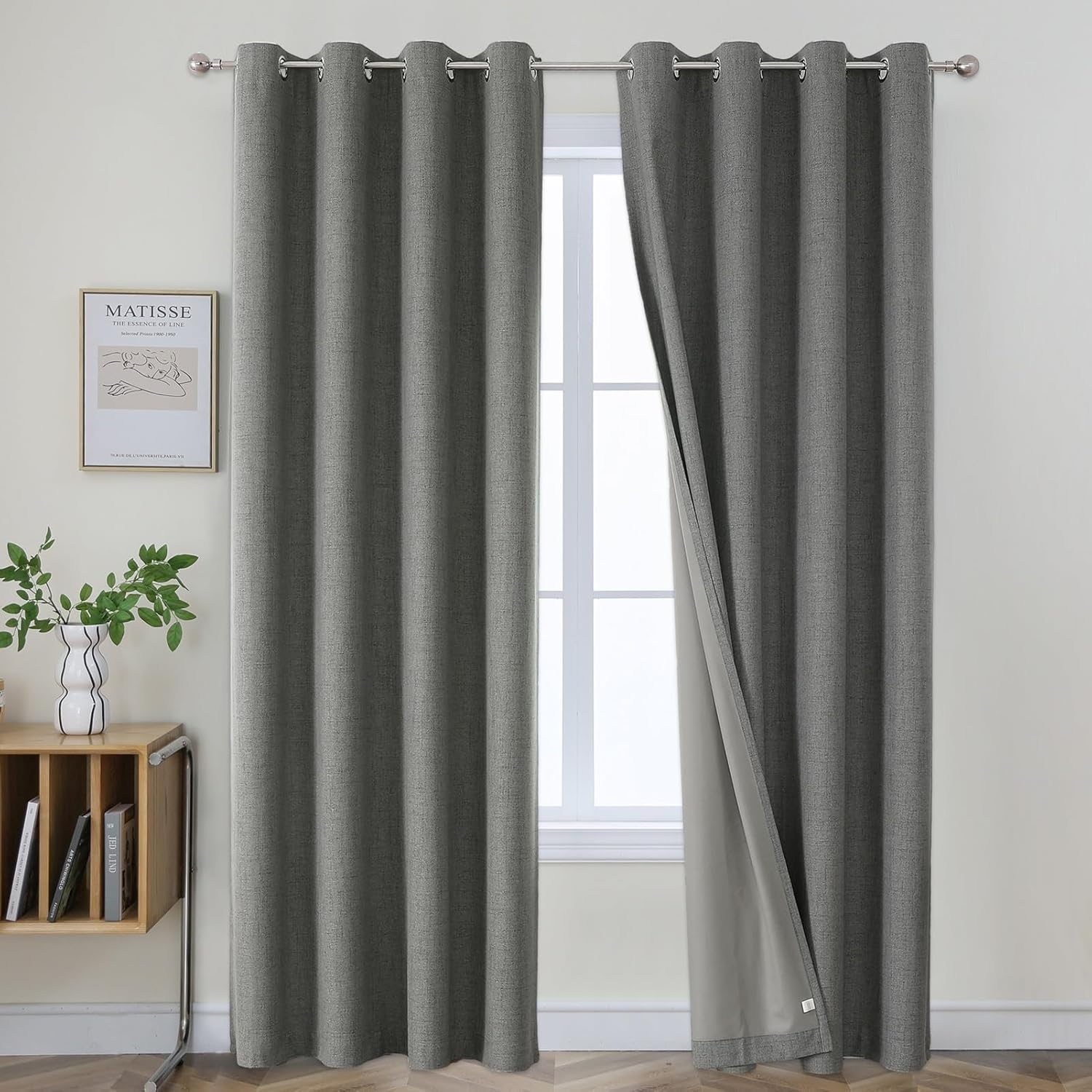 Joydeco Tende Oscuranti 2 Pezzi Lino Termiche, Grigio - immagine 2