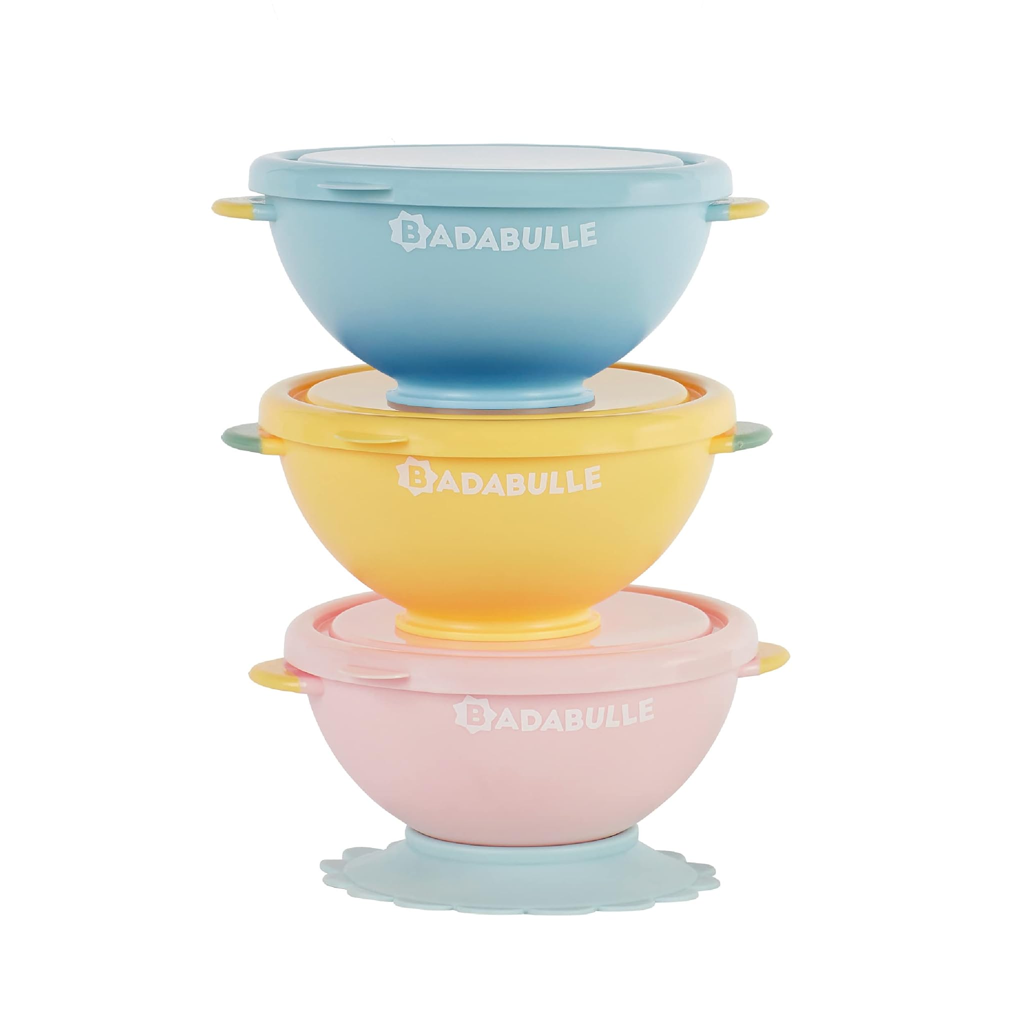 Badabulle Set 3 Ciotole Funcolors Bowls con Coperchi