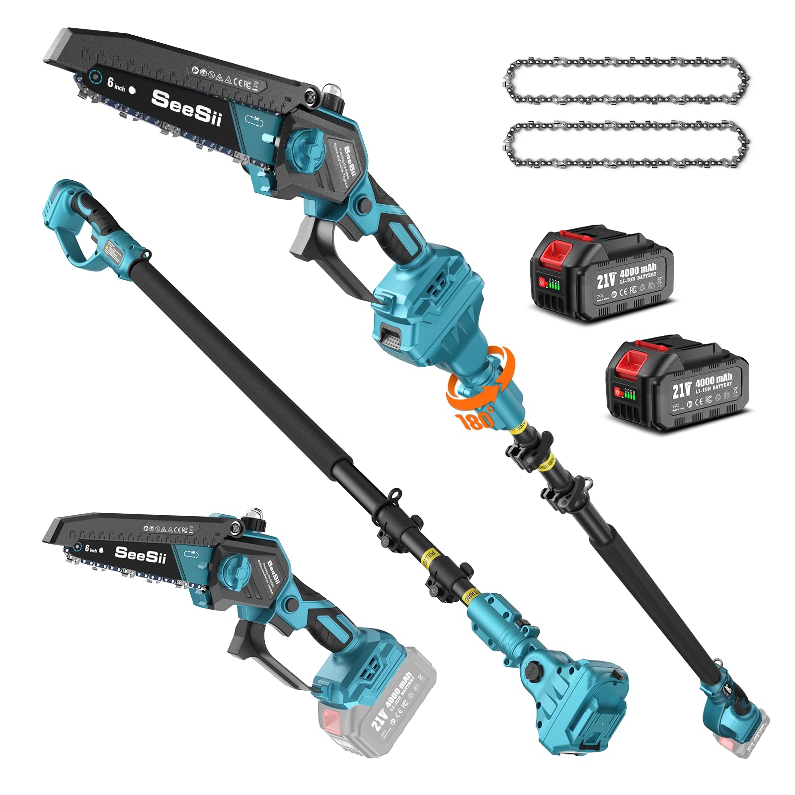 Seesii Mini Motosega a Batteria 2 in 1 Senza Spazzole