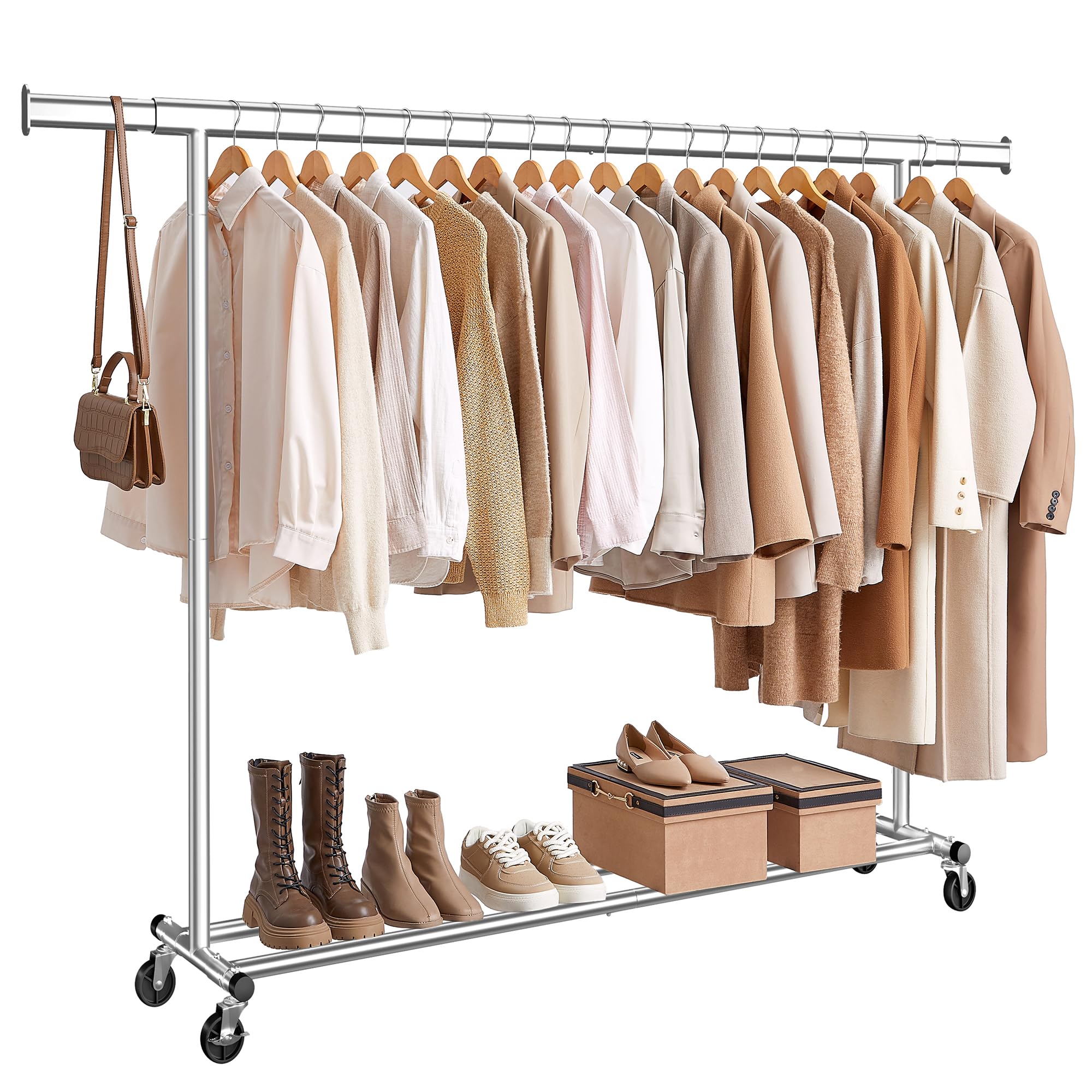 Songmics Stand Appendiabiti con Ruote - Portata 150 kg, Argento