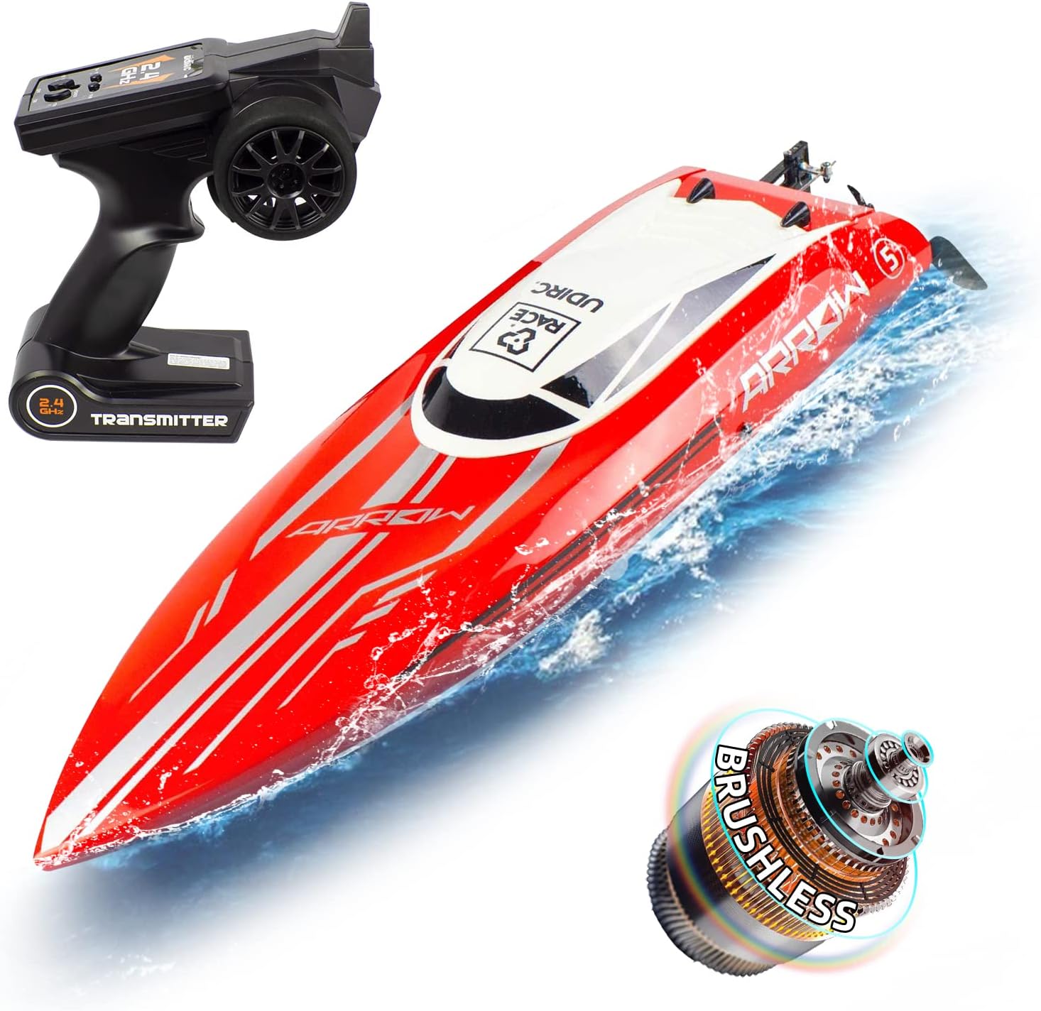 Ulifance - Barca RC Brushless 48KM/H, Rossa - immagine 1