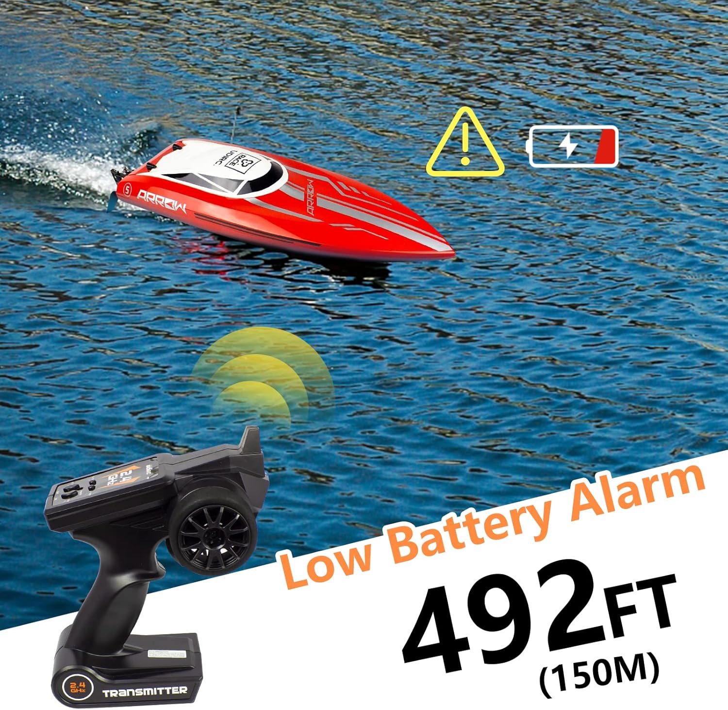 Ulifance - Barca RC Brushless 48KM/H, Rossa - immagine 5