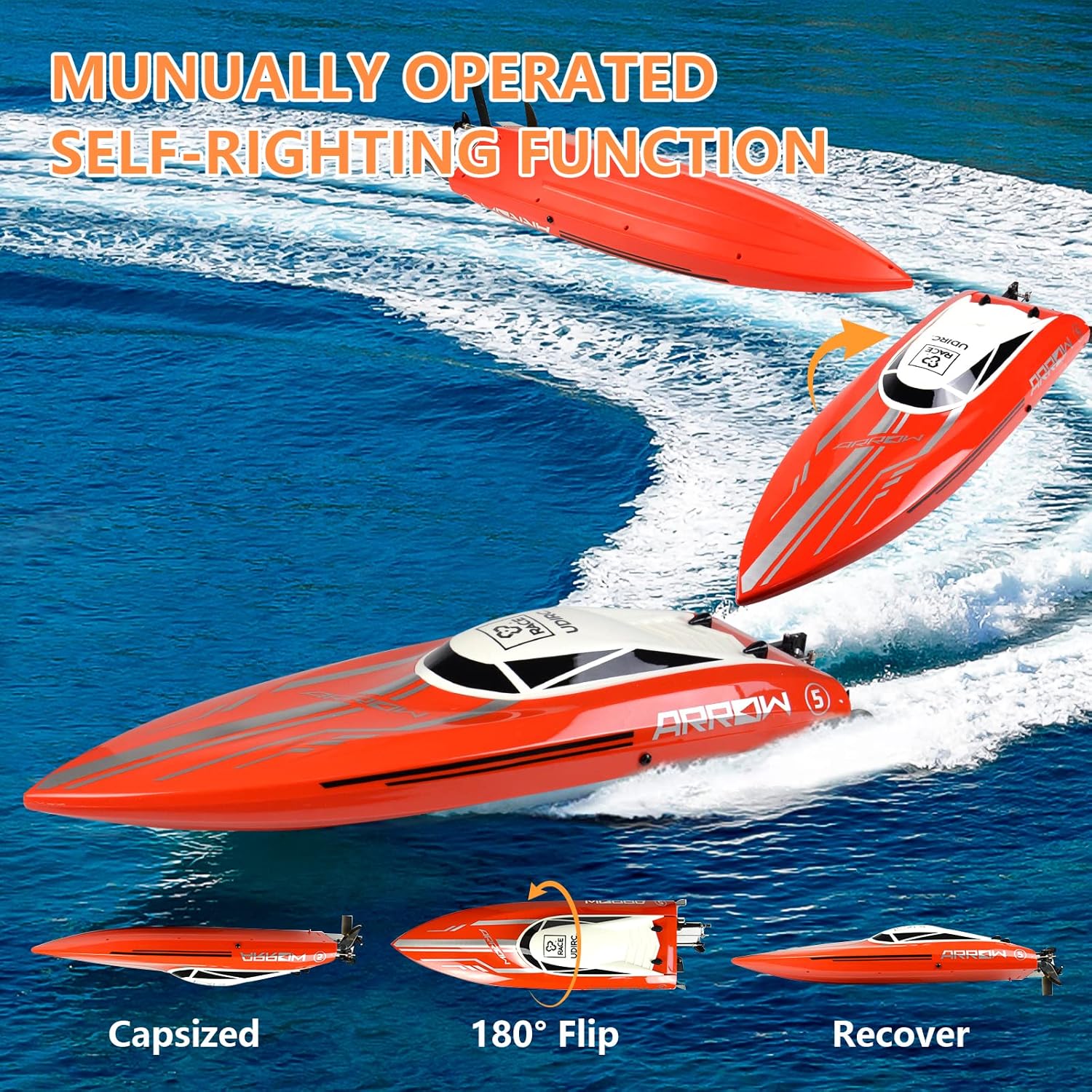 Ulifance - Barca RC Brushless 48KM/H, Rossa - immagine 6