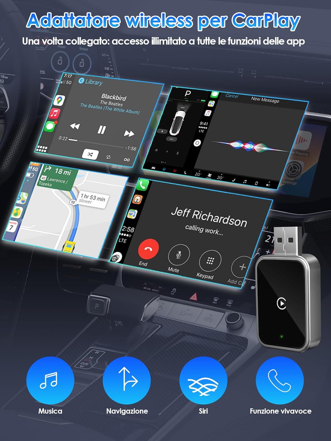 Adattatore Wireless per CarPlay - Upgrade 2025 - immagine 2