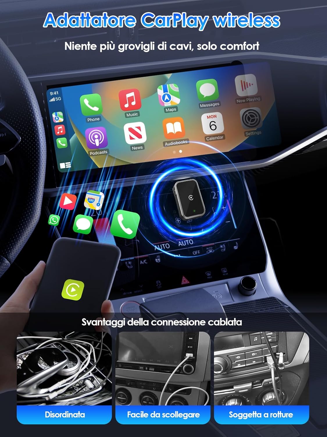 Adattatore Wireless per CarPlay - Upgrade 2025 - immagine 3